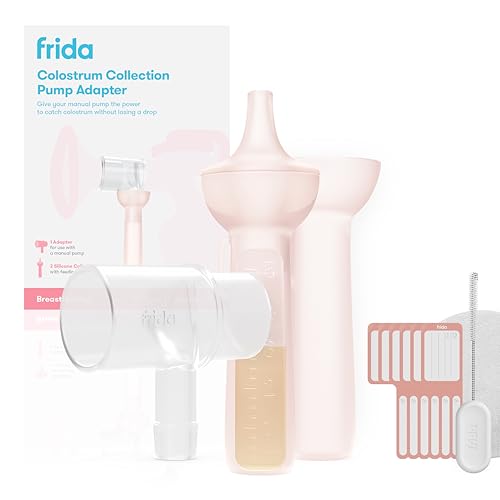 Frida Mom Colostrum Pump Adapter Kit, Safe Materials, Complete Set, 11PC | Connects to Frida Manual Breast Pump to Catch Colostrum, Includes 2 Collectors, 6 Labels, Brush & Cloth - style: Pump Adapter