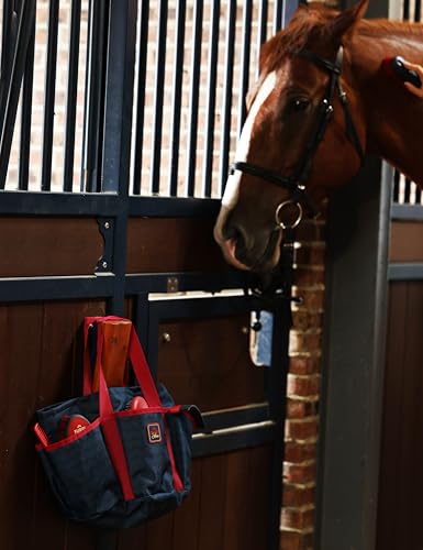 Horse Grooming Tote Bag, Waterproof Grooming Organizer with Multiple Pockets for Brushes & Tools, Stable & Show Use Navy - color: Navy