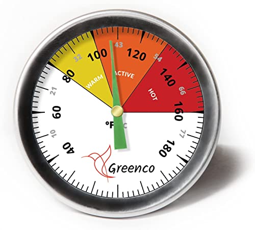 Compost Soil Thermometer by Greenco, Stainless Steel, Celsius and Fahrenheit Temperature Dial, 20 inch Stem