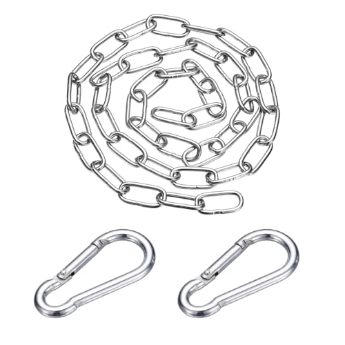 304 Stainless Steel Link Chain with 2 Hook (1/8" x 3.3 ft / 1 m x 3 Mm) - Utility Hanging Coil Chain Link Locking Pulling for Outdoor Fence Pet Dog - size: 1/8" x 3.3 ft(1 m x 3 Mm)