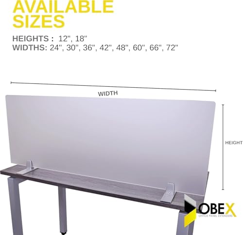 OBEX Acrylic Free Standing Screen, Divider for Desk Privacy Home & Office Partitions for Table Top Workstation, Portable Cubicle Panel for Work, 18" x 30", Frosted - color: Frosted, size: 18"H X 30"W