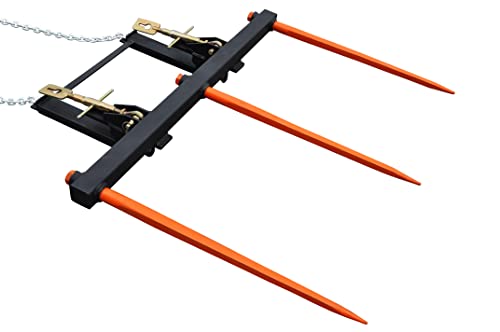 Bucket Hay Bale Spear Attachment w/ 3 x 39" Prongs. Rated 3000 Lb - Sr.2 - size: 3 x 39"