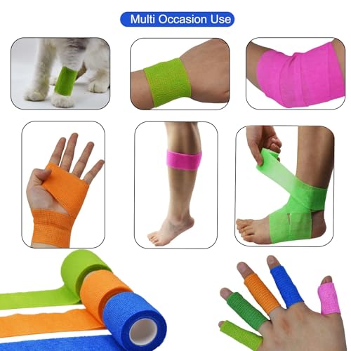 40 Rolls Self Adhesive Bandage Wrap Bulk Breathable Athletic Tape Elastic Cohesive Bandage Adhesive Wrap Roll for Sports Wrist Ankle, 2 Inch x 5 Yard (Multi Colors) - color: Rich