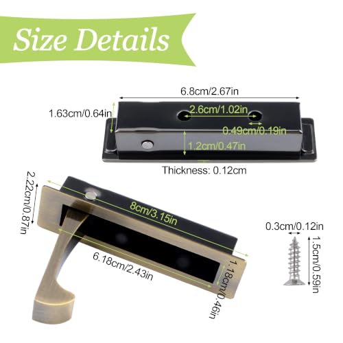 Flush Mount Door Pull 2Pcs 304 Stainless Steel Recessed Door Handle Hardware Brushed Pocket Hidden Edge Pull for Closet Pocket(Antique Bronze) - color: Antique Bronze-1pc-A