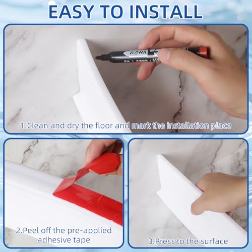 4'' High Shower Threshold Water Dam, 67" Long Collapsible Shower Water Splash Guard, Self-adhesive Shower Barrier - style: 67 inch