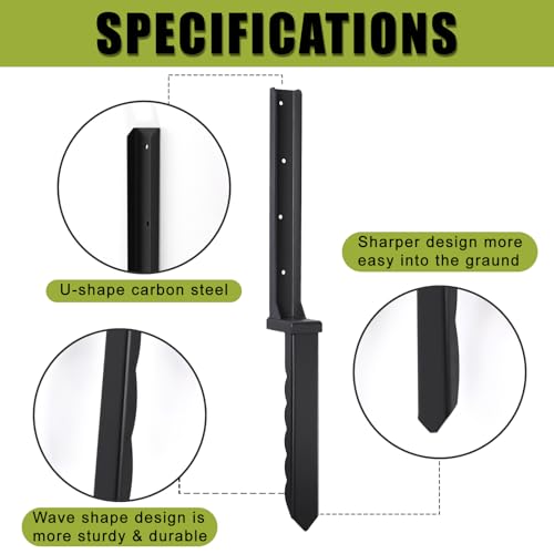 4 Pcs 30" Fence Post Repair Kit for Fix 4x4|6x6 Fence Post | Wave Design Fence Post Stake Spike ,Thickened Anchor Ground Spike for Repair Tilted,Broken Wood Post - size: 4 Pcs
