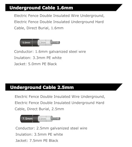 2.5mm 328ft Direct Burial Electric Fence Double Insulated Wire | Electric Fence Double Insulated Underground Hard Cable 100meters - size: 100meters/328ft, style: 2.5mm