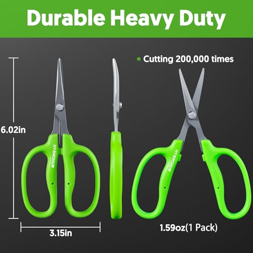 Garden Scissors, 2 PCS, Straight Blade + Curved Blade, 6-in, Easy to Clean | Non-stick Coated Steel Sharp Pruning Shear, Garden Snips for Plants, Herbs, Flowers in Grow Tent and Hydroponics - style: Curved 1pcs + Straight 1pcs