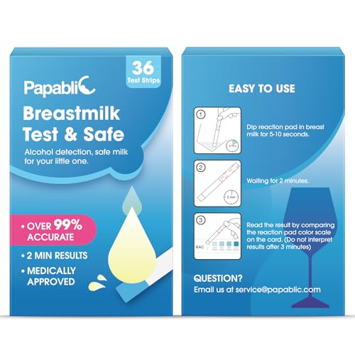 Papablic Alcohol Test Strips for Breastmilk, Quick Results in 2 Minutes Breast Milk Alcohol Test Strips for Breastfeeding Moms at Home Holiday Party, 36Pcs - size: 36-Count