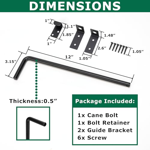 12" Heavy Duty Cane Bolt Gate Drop Rod with Upgraded Design, Square Gate Drop Rod for Wood PVC Vinyl Metal Yard Gate Latch-1 Pack - size: 12 Inch-1 Pack