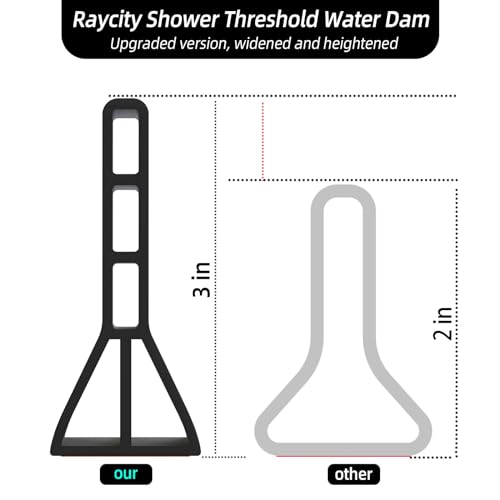 Raycity 3"H Shower Threshold Water Dam, Shower Water Guard, 118 Inch, Black | Silicone Rubber Water Stopper for Walk in Shower, Water Barrier, Prevent Leaks, Suitable for Bathroom, Kitchen - color: Black, style: 118 inch