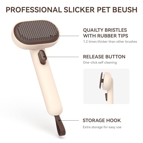 Aumuca Cat Brushes for Indoor Cats Dog Hair Brush for Shedding Long or Short Haired Cats Grooming Deshedding Brush for Dog Kitten Horse Massage Removes Loose Fur, Brown - color: Brown