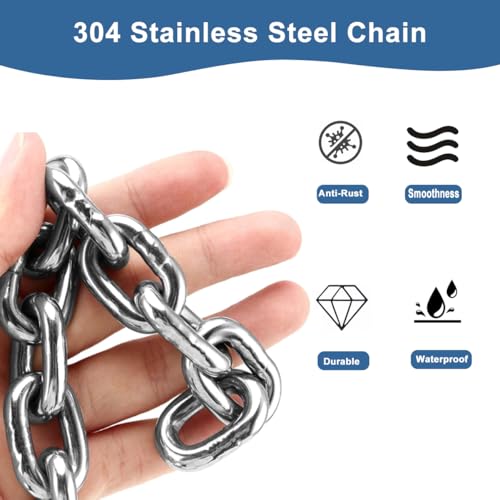 Heavy Duty Security Chain 1/4 in x 3.3 ft | Cut Proof, Hardened Alloy Steel, Thick Steel, For Hanging Plant, Pet, Anchoring, Towing, Bicycles, Moped