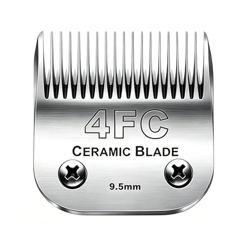 4FC Blade Detachable Pet Clipper Replacement Blades, Ceramic and Stainless Steel, Compatible with Andis, Oster, and Wahl Clippers | Dog Grooming Blade For Oster A5/Wahl KM Series Dog Clipper ,Ceramic Blade & Stainless Steel Blade - color: 1pack 4fc:3/8''(