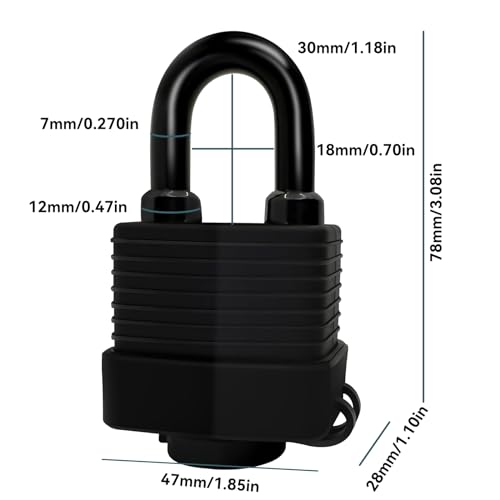 Heavy Duty Weather-Resistant Padlock with Chain, Anti-Theft Advanced Hardened Security Chain Lock for Fences, Backyard Gates, Motorcycles, Bicycles, Outdoor Furniture (Lock+Chain)