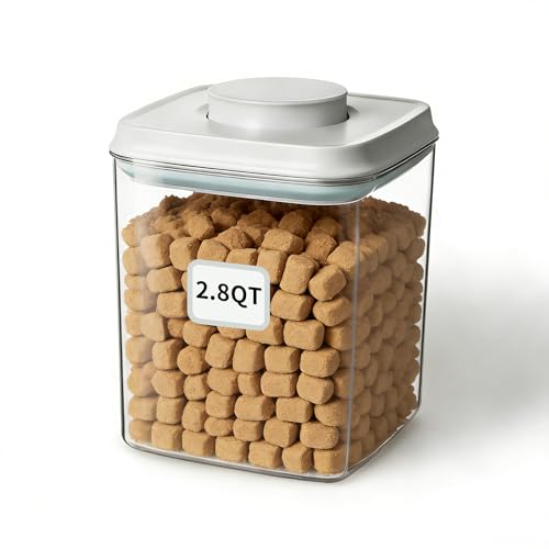 Airtight Dog Food Storage Container, 2.8 QT, One-Touch Pop Lid, BPA-Free | Clear Stackable Canister for Pet Food & Cat Treats - color: 2.8 Qt