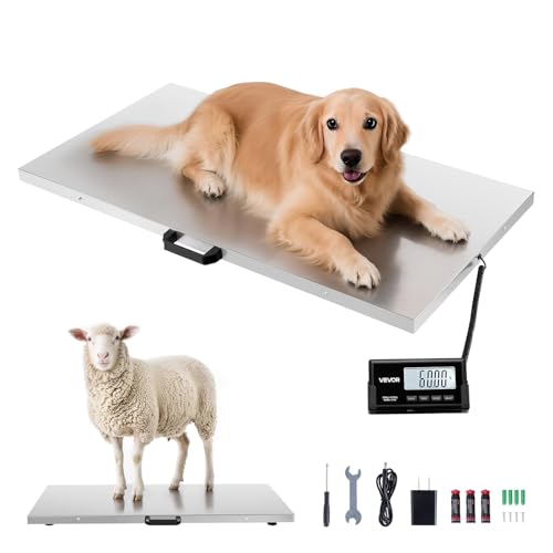 VEVOR Digital Shipping Scale, 0.1 lbs High Accuracy, 660 lbs Postal Scale with LCD Display, Hold/Tare Function & AC/DC Power Supply, Fit for Packages, Postage, Luggage, Battery & Adapter Included | For Packages, Postage and Luggage, LCD Display, Hold/Tare
