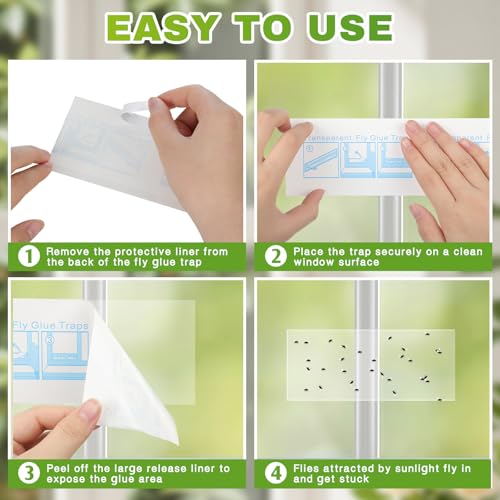 12 Pcs Leather Fly Swatters with 20 Window Sticky Fly Glue Traps, 17'' Heavy Duty Flyswatter with Durable Metal Handle, Disposable Bulk Bug Catcher for Indoor and Outdoor, Home, Kitchen
