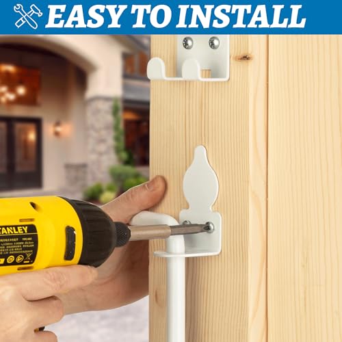 36" Heavy Duty Cane Bolt Gate Drop Rod Fence Hardware Ground Latch Stopper | for Wood/PVC/Vinyl/Metal Fences Gates, Double Doors, White Solid Steel -2 Pack - size: 36 Inch