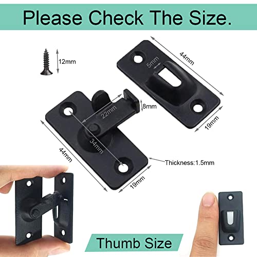 MINI Size 90 Degree Door Latch Sliding Screen Door Latch Barn Door Lock Hasp Latch Clasp Lock Pocket Door Locks and Latches Black Small* | Quick-Access Locking for Privacy in Bathroom, Toilet, RVs & Small Spaces, Left Or Right Application, 304# Stainless