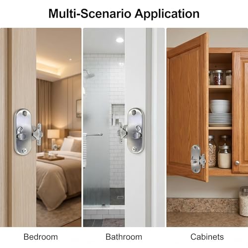 KAFENDA Sliding barn Door Lock,90-Degree Right-Angle Barn Door Latch Lock | Slide Locks for Interior Doors, 90-Degree Moving Door Right-Angle Buckle,smooth knob control, keyless operation, Privacy Lock