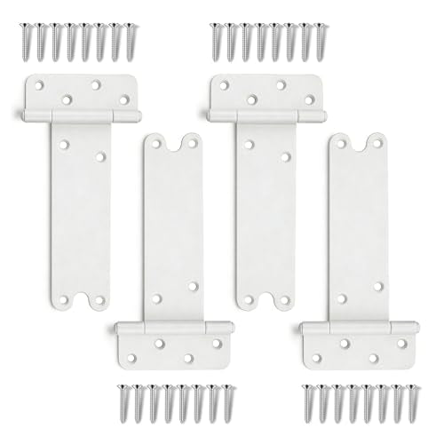 4 Pack 8" Door Hinges,300 Lbs Capacity Heavy Duty Gate Hinges | Matte white T-Strap Shed Gate Hinges Barn Door, Shed Doors, rust-resistant,durable (8 inch- U - 4 Pack)-Patent Pending - size: 8 inch- U - 4 Pack
