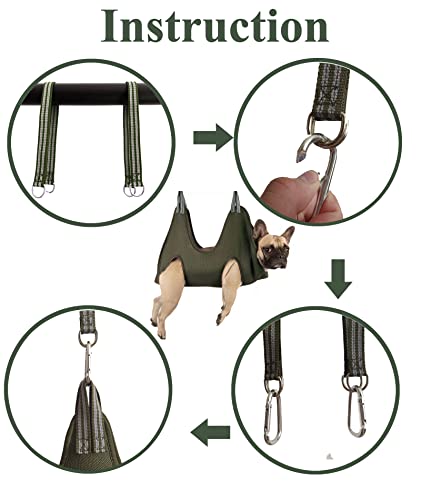 Kkiimatt 10 in 1 Pet Grooming Hammock Harness with Nail Clippers/Trimmer, Nail File, Comb,Dog Nail Hammock, Dog Grooming Sling for Nail Trimming/Clipping (XXXL/Under 140lb, Khaki Green) - color: Khaki Green, size: XXXL/Under 130 lb
