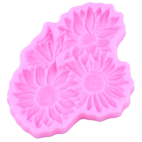 Mujiang Flower Silicone Molds Daisy Rose Butterfly Fondant Mold Set of 4 | Hibiscus Flower Butterfly Chocolate Mold Wedding Birthday Cake Decorating Cupcake Topper Candy Polymer Clay Gum Paste - color: Style J
