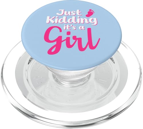 Just Kidding It's a Girl Pink Gender Reveal Party Supplies PopSockets PopGrip for MagSafe - style: Magnetic PopGrip