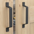 8" Barn Door Handles - Gate Pulls for Wooden Fences Shed Garage Sliding Door - Pull Handle Rustic Farmhouse Industrial Style - Outdoor Indoor Exterio Interior Pulls - Black - Set of 2