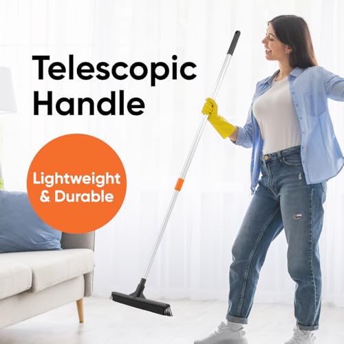 Superio Silicone Broom - Carpet Rake for Hardwood & Carpet, Pet Hair Cleaning - color: Silicone, size: 60"