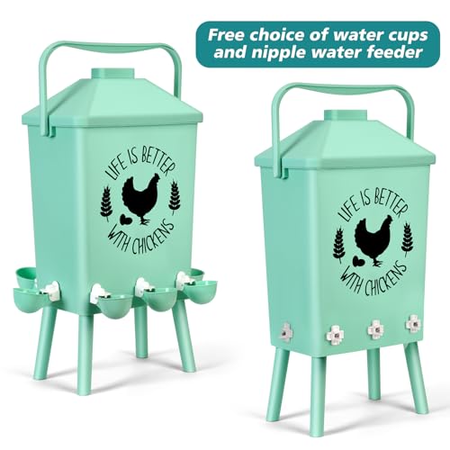 TGEYD Chicken Waterer, 4.2 Gallon Gravity Water Dispenser with Raised Stand Legs & Removable Top Cover, Hanging or Wall Mounted, BPA-Free for Backyard Chickens.