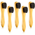 Jovitec 5 Pack Horsehair Polish Applicator Brush Kit Saddle Soap Shoe Shine Brush Dauber Wooden Care Shine Clean for Leather Boot Bag - color: Light Yellow
