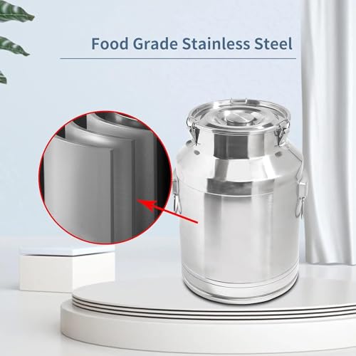 22 Liter 5.8 Gallon Stainless Steel Milk Can Milk Bucket Wine Pail Bucket Large Capacity Milk Can Tote Jug with Sealed Lid and Carry Handle - size: 22L