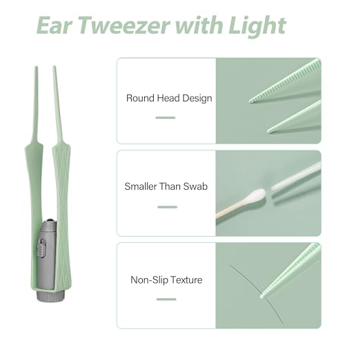 15 Pack Ear Wax Removal Tool Kit with Light - LED Ear Cleaning Kit, Ear Wax Removal for Kids and Adults, Ear Cleaning Tool, Ear Picker Spoon & Ear Tweezers & Spiral Spring Ear Spoon Green - color: Green