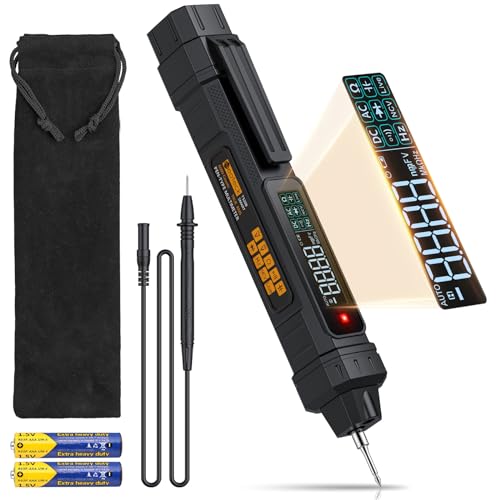 Neoteck 6000 Counts 2 in 1 Pen Type Digital Multimeter Voltage Tester | TRMS Intelligent Voltmeter with LCD Display AC/DC Voltage Resistance Diode Continuity Capacitance Frequency for PCB DIY-Black - color: Black, size: 6000 Counts