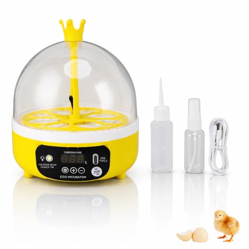 Mini Egg Incubator, 4 Egg Incubator Household Hatching Machine Automatic Temperature Humidity Control for Farm, Classroom, Home Use (Auto Turning) - style: Auto Turning