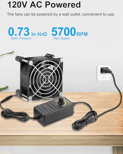 GDSTIME 80mm Small Computer Fan with AC Plug, 120V 110V Speed Controller | Dual Ball Bearing, Adjustable Speed, for DIY Cooling Ventilation Exhaust Projects, 8038 - size: 8038 w/ Speed Controller