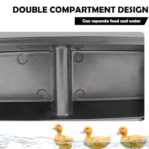 4 Pack Chicken Cage Tray Plastic Feed Trough Bucket for Chicken Duck Pigeon Goat Livestock Pet Poultry (Black, Length 21.2 inches)