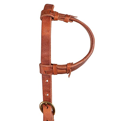 Schneiders Harness Leather One Ear Headstall | Leather | Hand Rubbed and Oiled | Double Sided Adjustment | Sliding Ear Piece | Solid Brass Hardware | Color Light Oil | Size Full Horse