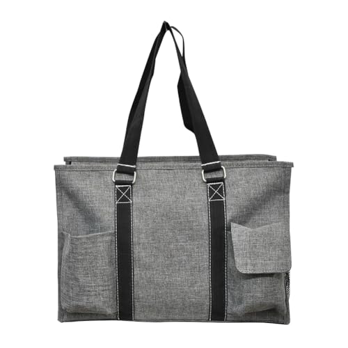 NGIL Utility Water Resistant Tote Bag | Work Tote for Women, Nurse Bag, Teacher's Choice Purse, Gym Bag, Everyday Organizer Top Zipper Closure - color: Crosshatch Gray