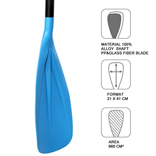 Karltion SUP Paddle - 3-Piece Adjustable Aluminium SUP Paddle with Glass Fiber Blade for Surfing, Floating, Water Sports - color: Blue