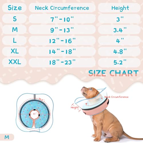 Supet Raised Inflatable Dog Cone Collar to Stop Licking, Soft Dog Cone Alternative After Surgery, Doggie Neck Donut Collar for Small Medium Large Dogs - color: Donut Light Blue, size: M(Neck 9"-12.5")