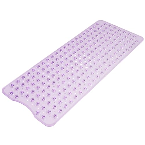 AmazerBath Shower Mat Non Slip 40 x 16 Inches, Shower Stall Mats with Suction Cups and Drain Holes, Non Slip Bath Mat for Tub for Elderly & Kids, Clear Purple - color: Clear Purple, size: 40" x 16" (Rectangular)