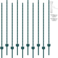 VEVOR 5 Feet Fence Post, 10 Pack U-Channel Heavy Duty Metal Fence Posts with 30 Zip Ties & 20 Clips, Sturdy Steel Fence Stakes for Garden Yard, Lawn, Farms and Outdoor Wire Fencing, Green - size: 5 Feet 10 Pack