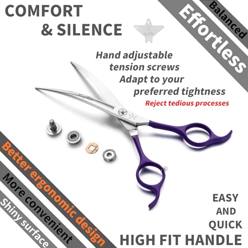 High-end Professional Dog Grooming Curved Scissors Pet Curved Shears 7 Inches Extremely Very Sharp Made Of Stainless Steel Alloy By Hand For Dog Cat Groomer - color: 7inch Curved Shears