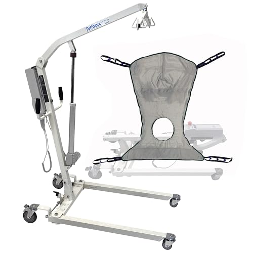 Electric Patient Lift - Rhino Lift with Manual Low Base - with Shower Full Sling(Medium), 450 lb. Weight Capacity. - color: Lift+shower Full Sling, size: Medium