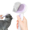 aumuca Cat and Dog Grooming Brush for Shedding, Removes Loose Fur from Long or Short Haired Pets - Ideal for Cats, Kittens, Rabbits, and More - Purple | Self Cleaning Pet Brush for Long or Semi-Short Haired Cats, Removing Loose Fur & Tangles and Massage -