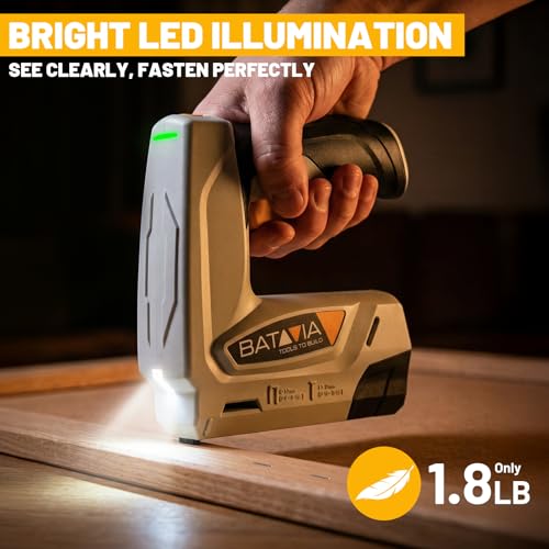 BATAVIA Electric Staple Gun, 2 in 1 Cordless T50 Stapler & Brad Nailer Kit with Remover and 2000PCS Staples Nails, 2000mAh Battery Powered, 4V Electric Stapler for Upholstery, Wood, DIY Home Projects