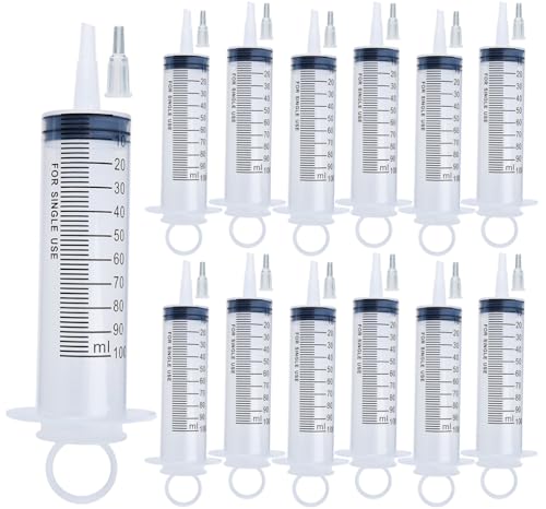 24 Pack 100ml Syringes with Tip Adapters, Large Garden Syringe Individually Packaged for Scientific Labs, Nutrient Measuring, Watering, Refilling - style: P 100ml